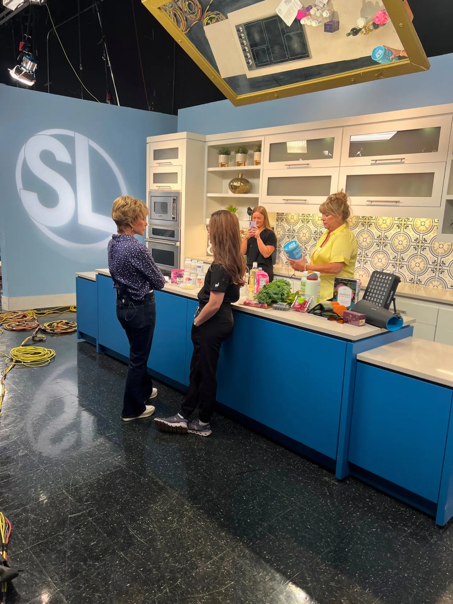 Behind the scenes at the Sonoran Living kitchen set with Dr. Felton and the host